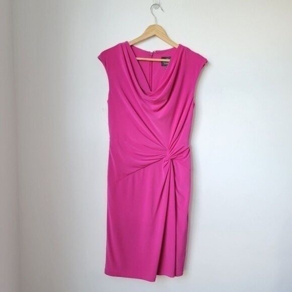 ADRIANNA PAPEL Side Ruched Detail Barbie Pink Color Shift Dress Size 2 - Picture 1 of 11
